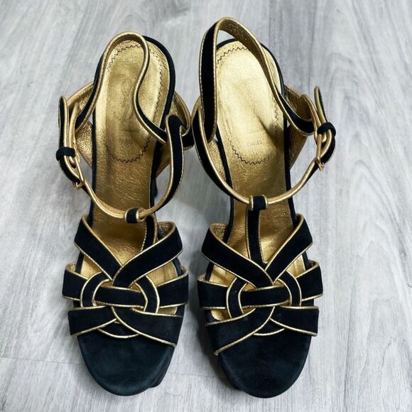 Yves Saint Laurent Tribute Black Suede Sandals - Picture 10 of 11